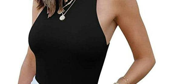 Back Halter Neck Bodysuit Tank Tops