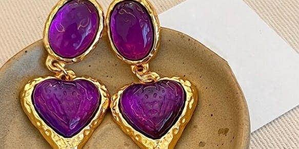 Purple Heart Earrings 