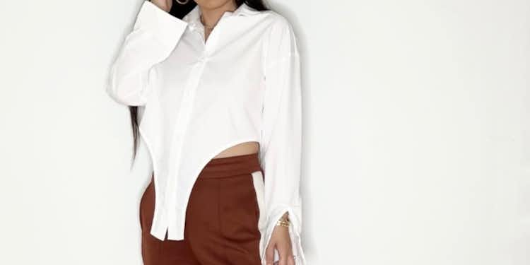 Irregular Hem White Boyfriend Shirt