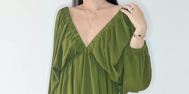 Green Deep V Neck Dress