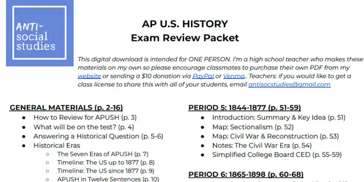 APUSH Exam Review Packet